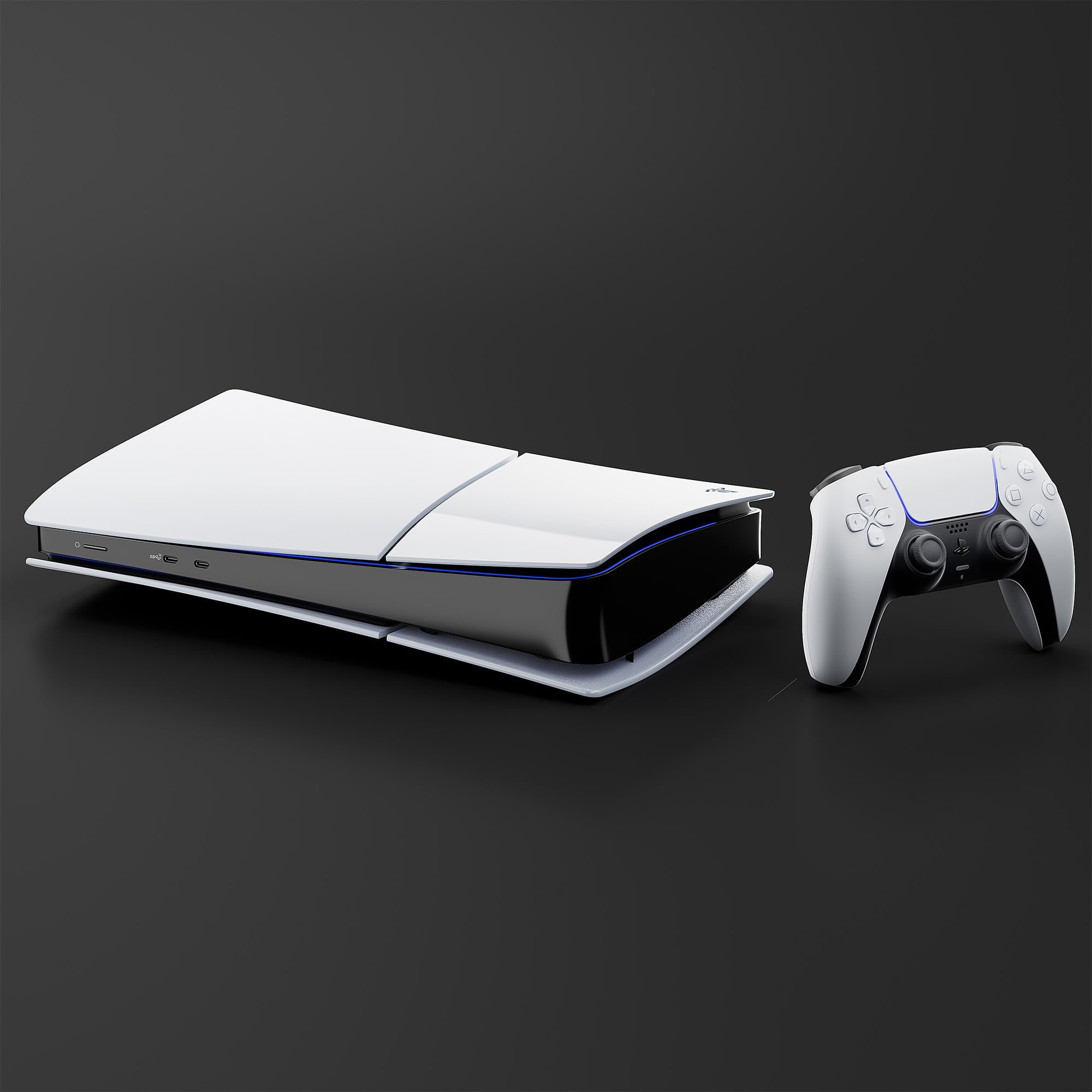PlayStation 5 Slim Digital 1TB SSD Fortnite Cobalt Star Console with Two Controllers, White and Cosmic Red DualSense and Hard Shell Protective Controller Case - PS5 Slim Digital Console