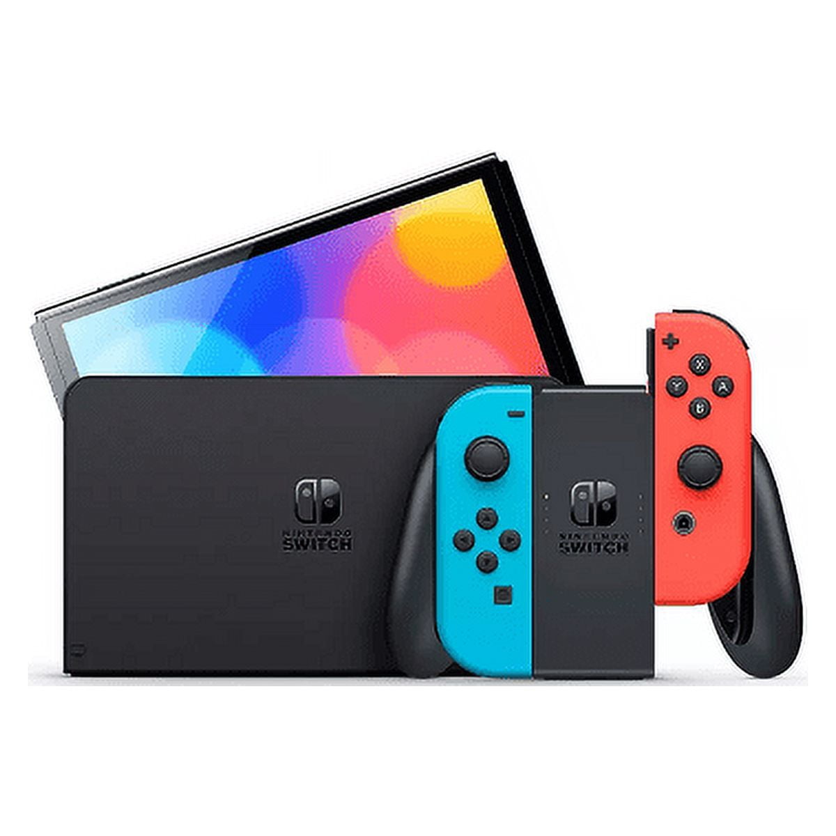 Restored Nintendo HEGSKABAA Switch - OLED Model with Neon Red & Neon Blue Joy-Con (Refurbished)