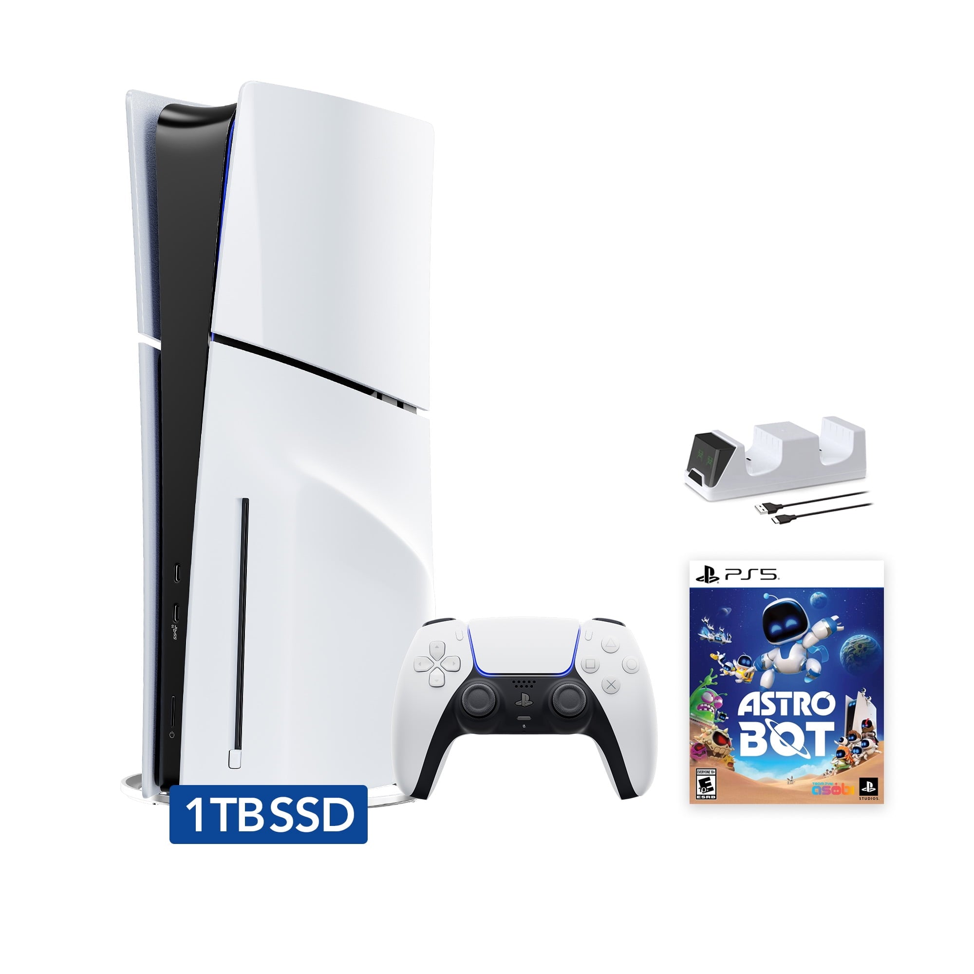2025 New PlayStation 5 Slim Disc Edition Call of Duty: Black Ops 6 Bundle and Mytrix Controller Charger - White, Slim PS5 1TB PCIe SSD Gaming Console