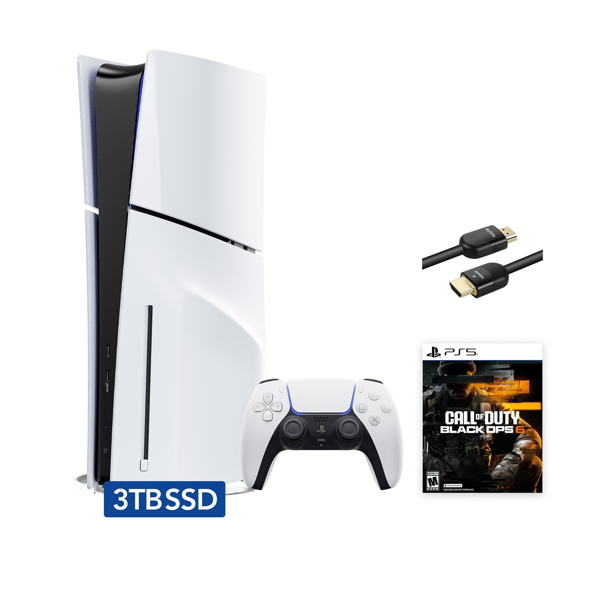 2023 New PlayStation 5 Slim Disc Edition Console, Controller and Mytrix 8K HDMI Ultra High Speed Cable - White, Slim PS5 1TB PCIe SSD Gaming Console