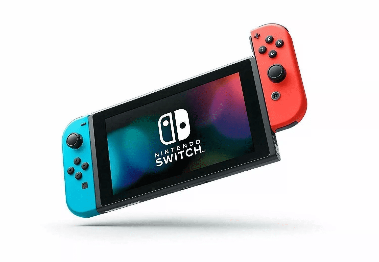 Restored Nintendo Switch Console with Neon Red and Blue Joycons