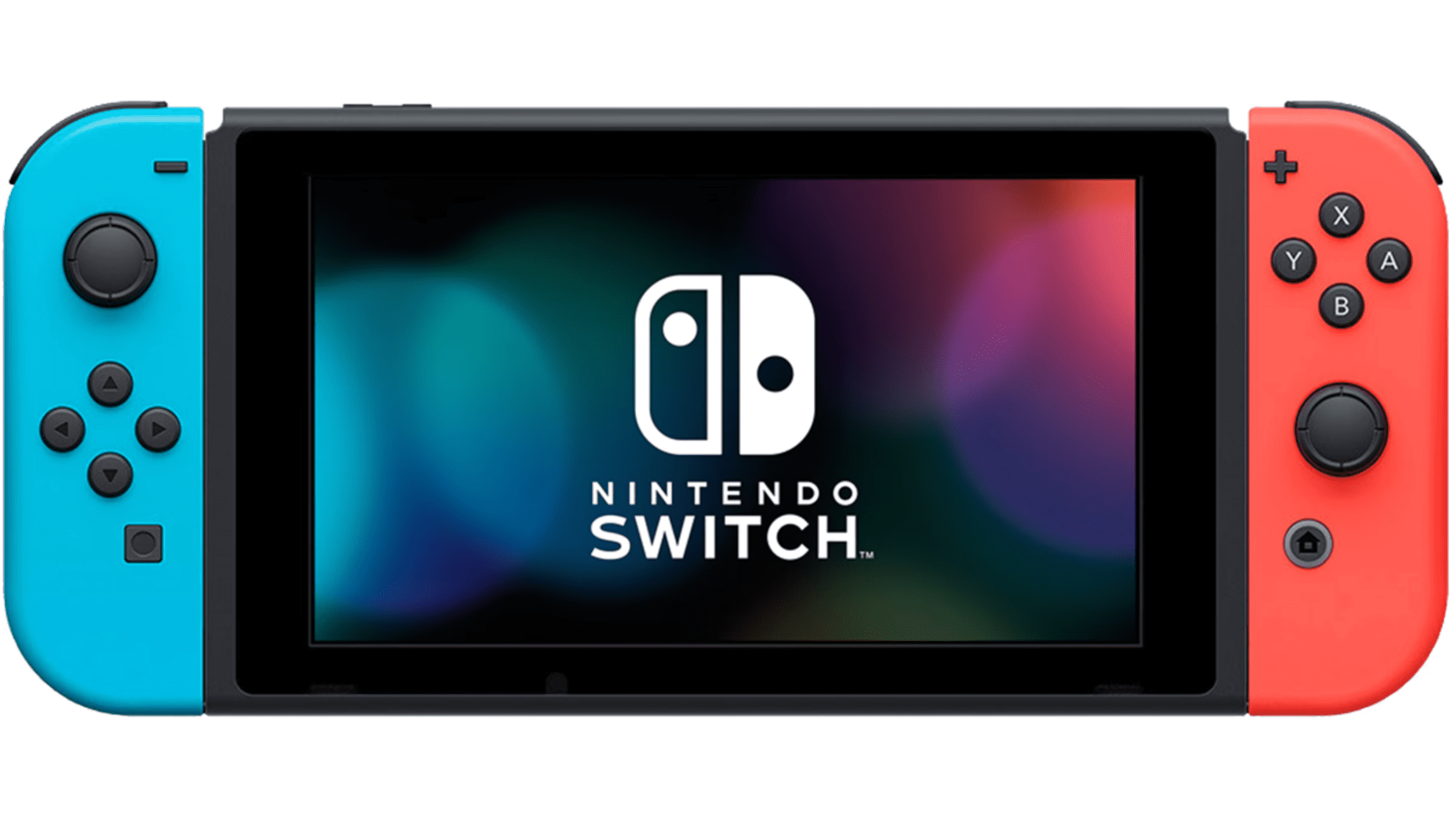 Restored Nintendo Switch Console with Neon Red and Blue Joycons