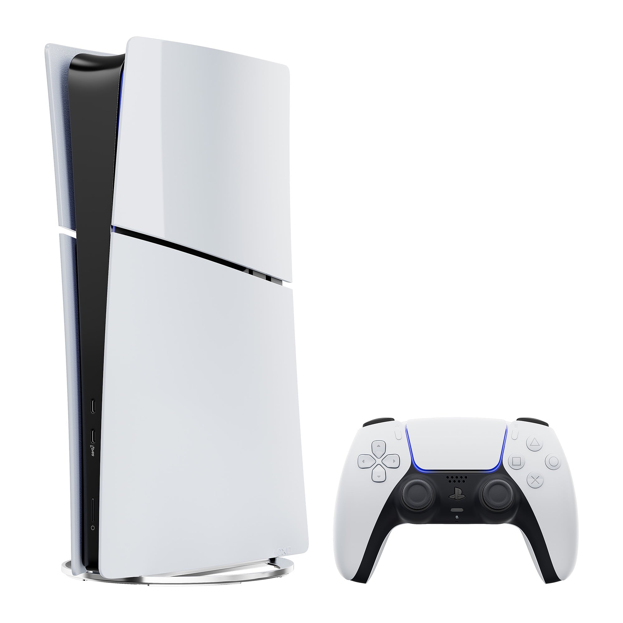 PlayStation 5 Slim Digital 1TB SSD Fortnite Cobalt Star Console with Two Controllers, White and Cosmic Red DualSense and Hard Shell Protective Controller Case - PS5 Slim Digital Console