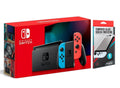 Nintendo Switch with Neon Blue and Neon Red Joy Con Bundle (JP Edition) Powever Exclusive Bundle