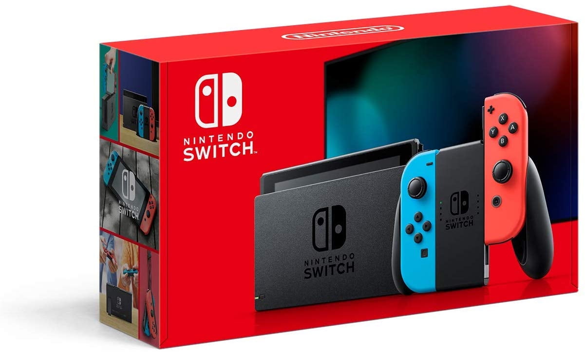 Nintendo Switch with Neon Blue and Neon Red Joy‑Con - Japan Import with US Plug