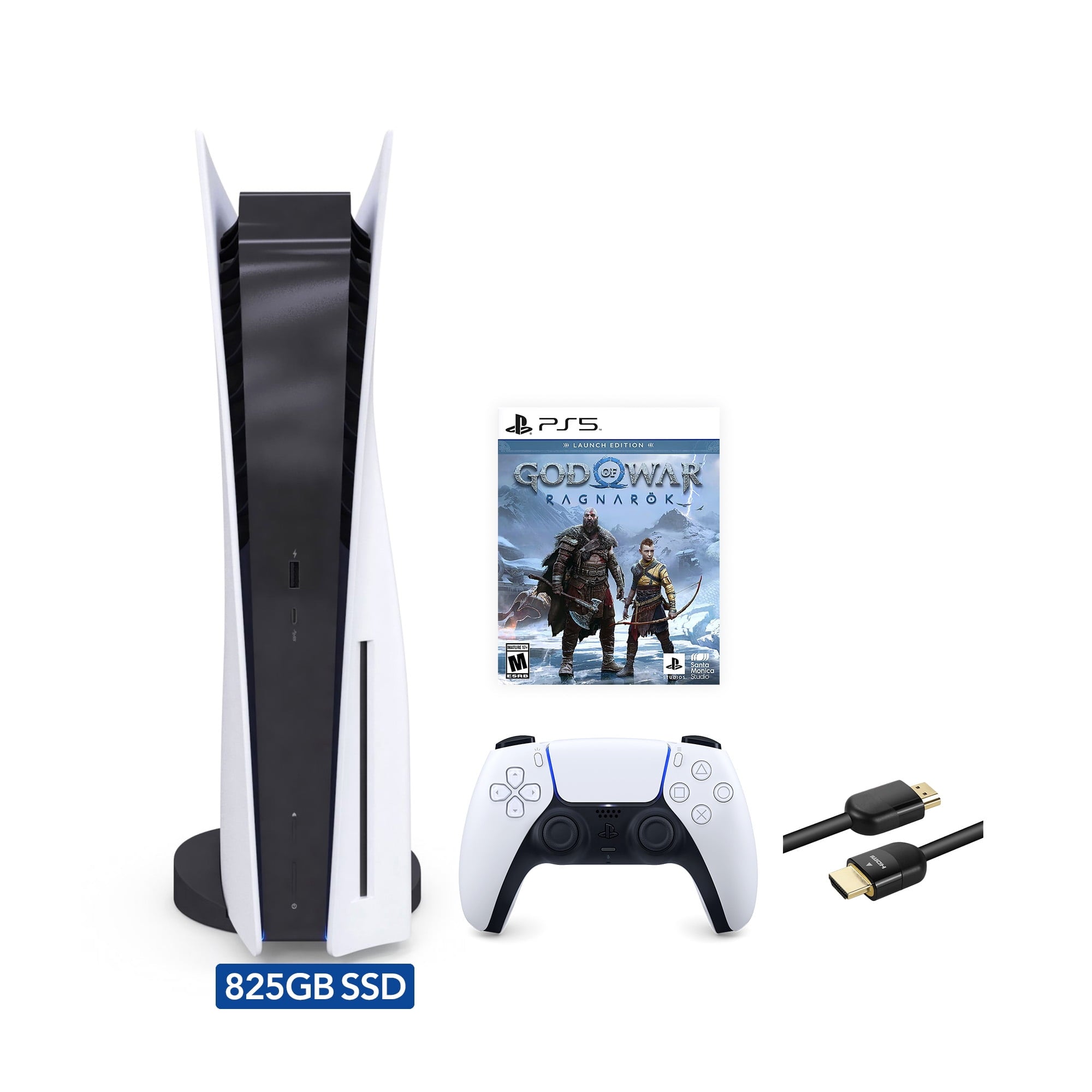 2023 New PlayStation 5 Slim Disc Edition Console, Controller and Mytrix 8K HDMI Ultra High Speed Cable - White, Slim PS5 1TB PCIe SSD Gaming Console