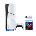 PlayStation 5 Slim Disc Edition Bundle with Gran Turismo 7 and C-Gamers Dual-Controller Charger - PS5, White