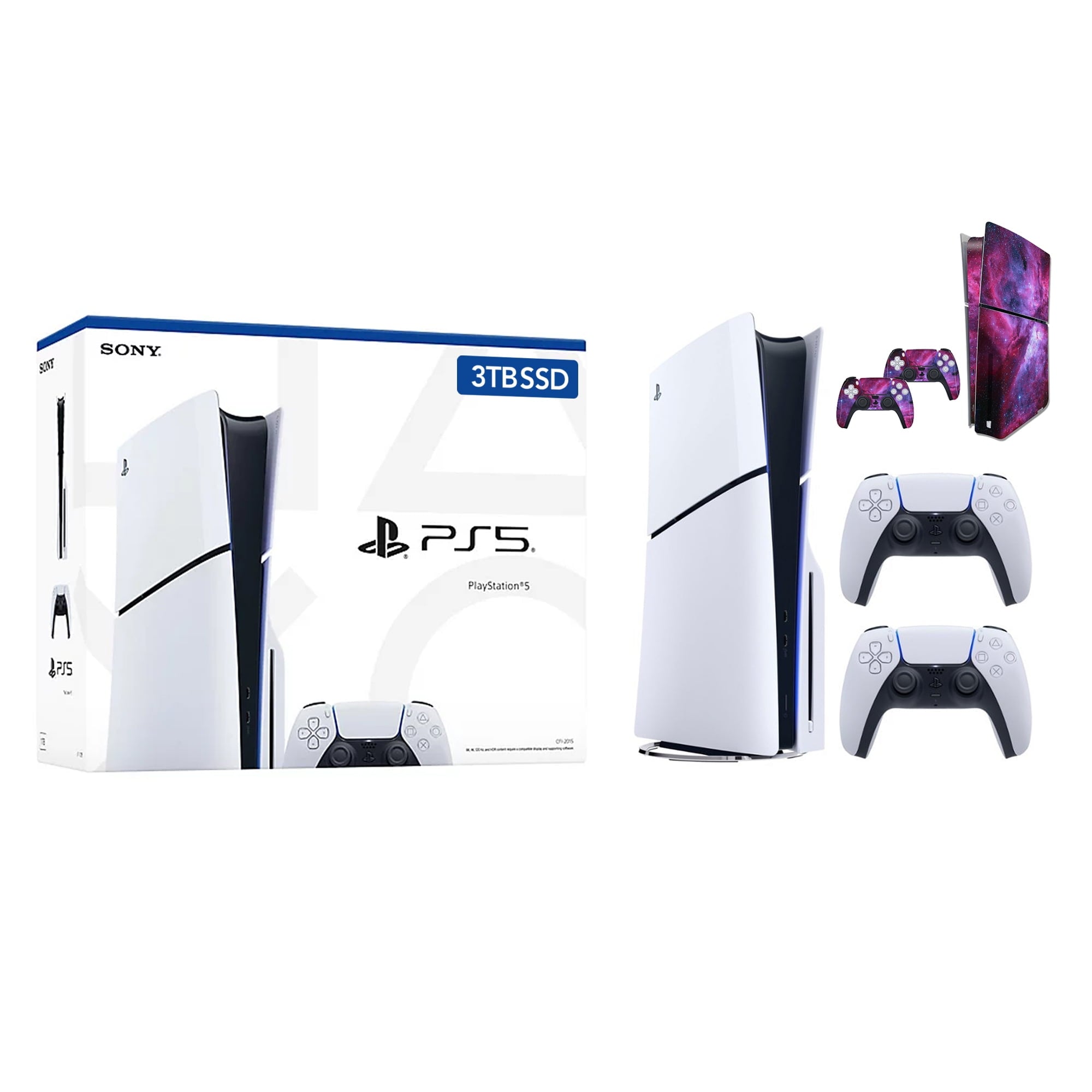 PlayStation 5 Slim Disc Version PS5 Gaming Console, AMD Ryzen Zen 8 Cores CPU 1TB PCIe Gen 4 NVNe SSD with 2 Wireless Controller - Original White - PS5 Disc Slim