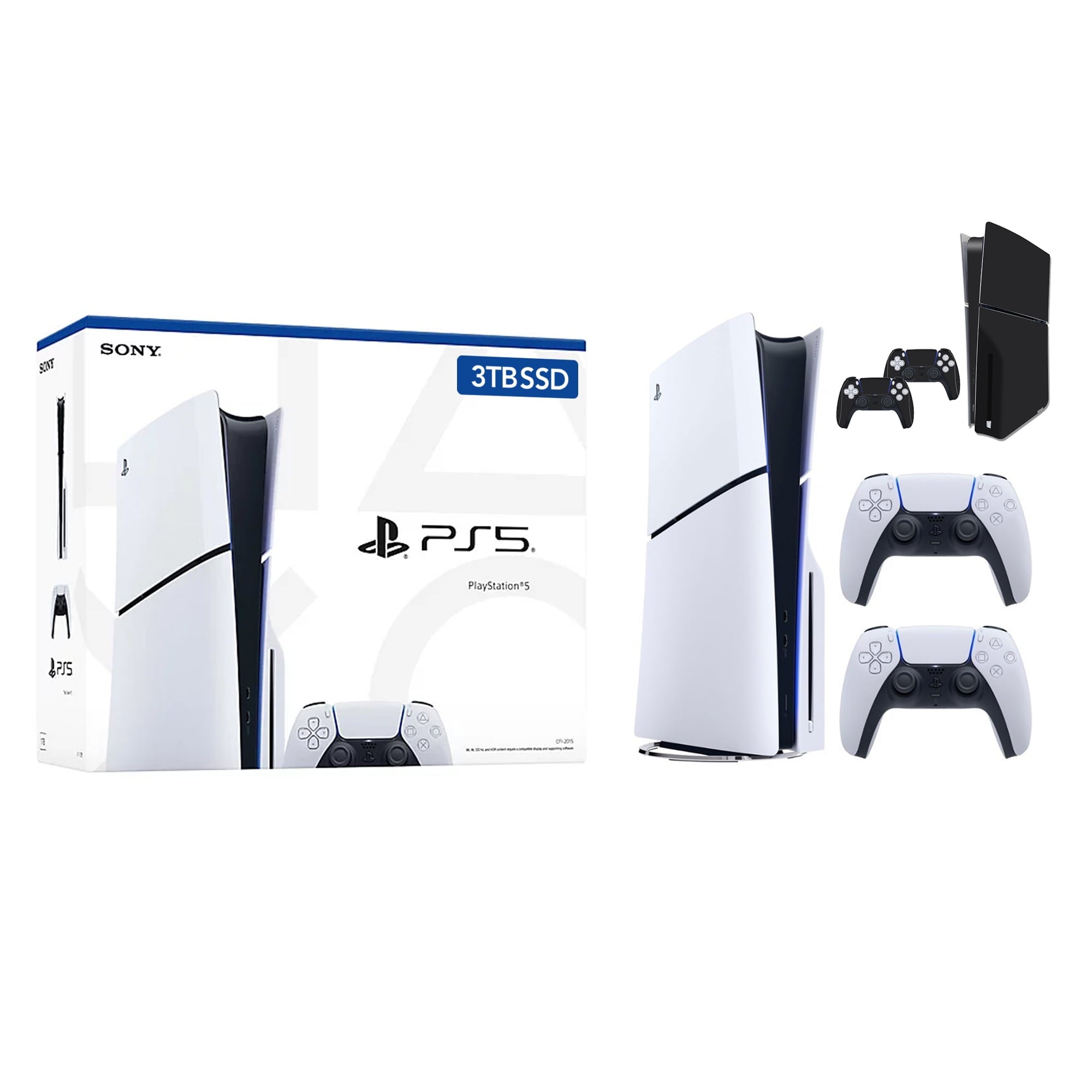PlayStation 5 Slim Disc Version PS5 Gaming Console, AMD Ryzen Zen 8 Cores CPU 1TB PCIe Gen 4 NVNe SSD with 2 Wireless Controller - Original White - PS5 Disc Slim