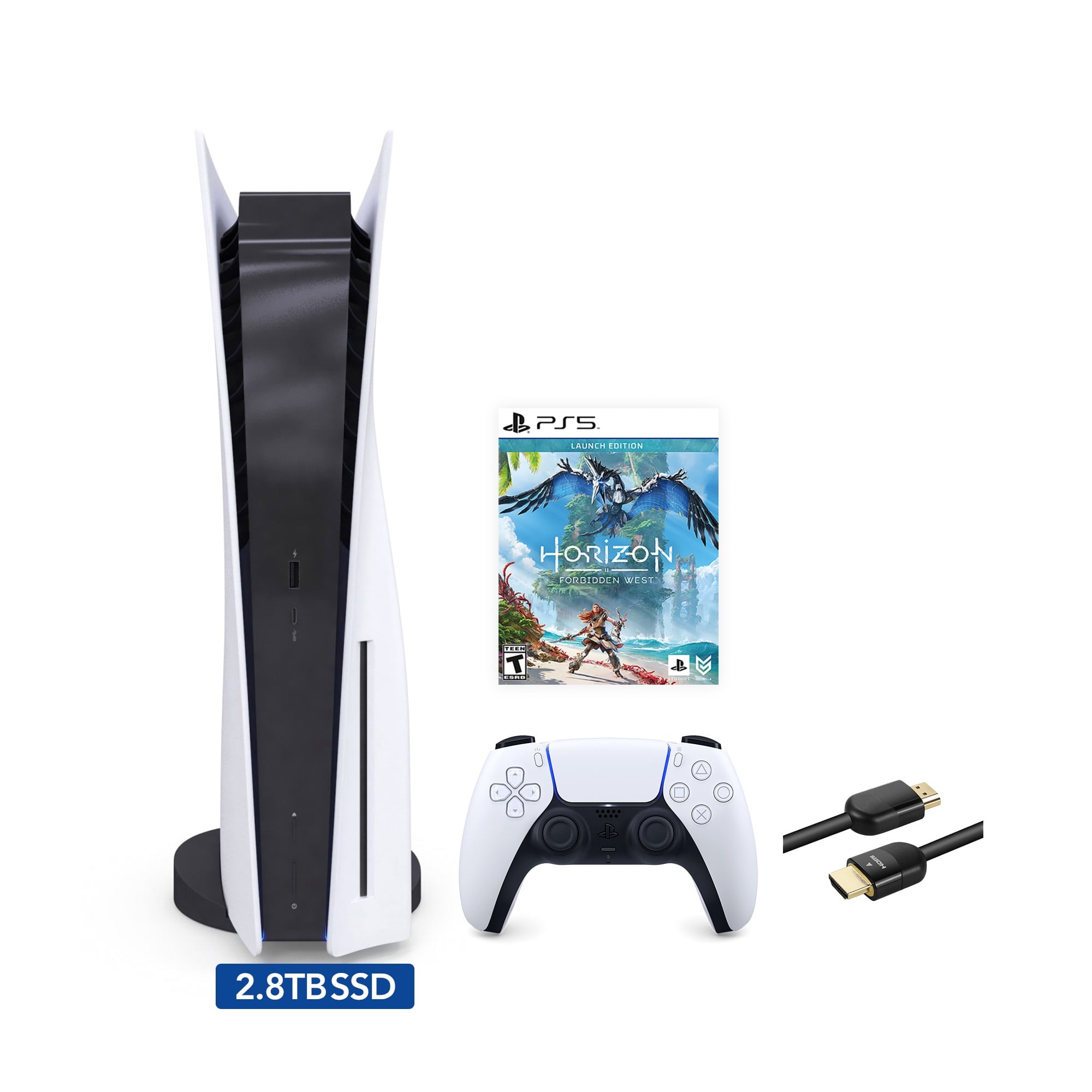 2023 New PlayStation 5 Slim Disc Edition Console, Controller and Mytrix 8K HDMI Ultra High Speed Cable - White, Slim PS5 1TB PCIe SSD Gaming Console
