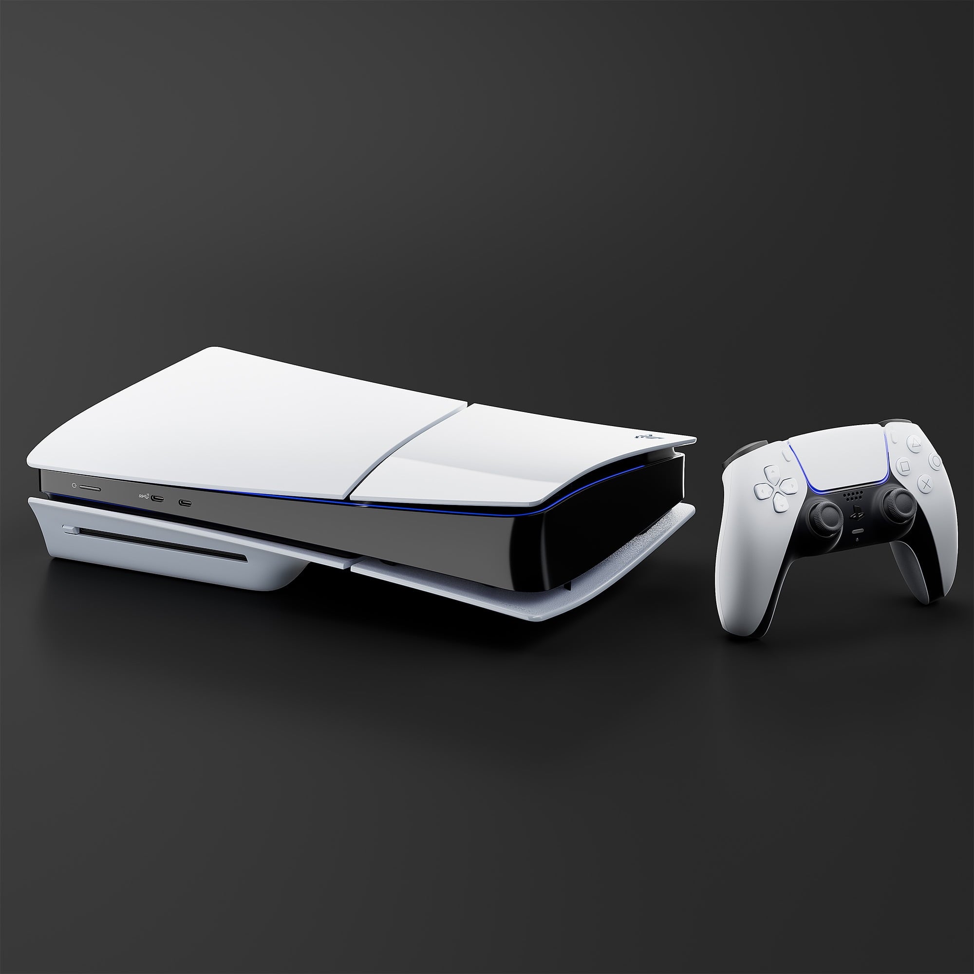 PlayStation 5 Slim Disc 2TB SSD ASTRO BOT Bundle with Two Controllers, White and Cobalt Blue DualSense and Mytrix Dual Controller Charger - PS5 Slim Disc Edition